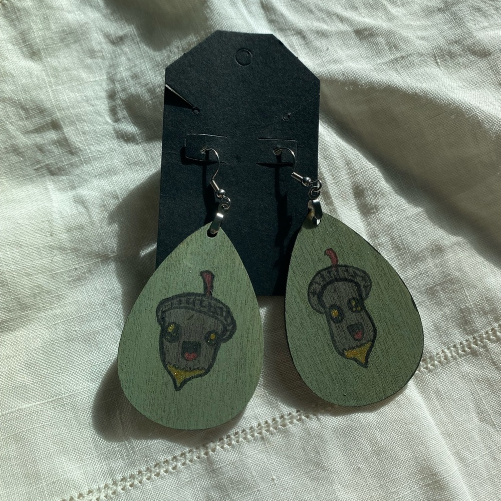 FREE with any other purchase—Handcrafted Acorn Face Earrings